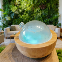 Diffuseur d'arômes ultrasonique en bois naturel de luxe, humidificateur d'air, diffuseur d'huiles essentielles en verre avec lumière LED