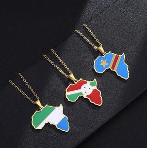 Collar <span class=keywords><strong>de</strong></span> acero inoxidable con <span class=keywords><strong>mapa</strong></span> africano, colgante <span class=keywords><strong>de</strong></span> Nigeria, Ghana, Somalia, venta al por mayor - Product Image 4