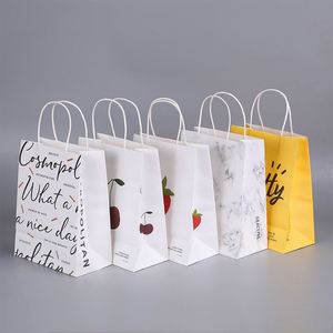 Custom Durable Kraft Paper Tote <b>Bags</b> with Your Own Logo Eco-Friendly Biodegradable Food-Safe for Mall Takeout Store Shopping - Product Image 5