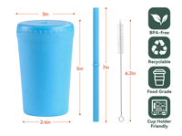 Homestockplus Gobelets réutilisables en paille de blé avec couvercle à vis et pailles en silicone, 10 oz, sans BPA, compatibles lave-vaisselle et congélateur, pour adultes