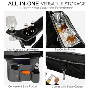 Chaise de pêche portable pour l'extérieur et les voyages avec accoudoirs rembourrés, sac de rangement, porte-gobelet, chaise pliante pour le camping, la plage et la pêche à la ligne - Product Image 5