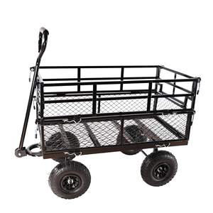 DB Black Double Fence Utility Cart Wagon Garden Truck para un fácil transporte de leña - Product Image 3