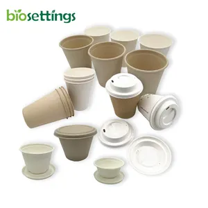 Biodégradable pla compostable écologique maison écologique dégradable bulle thé bagasse pulpe smoothie tasse avec couvercles