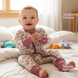 Vente en gros de combinaisons pour bébés personnalisées en tricot, pour garçons et filles, nouveau-nés, pyjamas en coton biologique et bambou, bodies pour bébés - Product Image 4