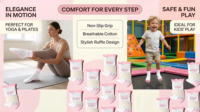 Chaussettes de yoga hautes en tricot à volants avec logo personnalisé CMAX, chaussettes de fitness pour femmes, chaussettes antidérapantes confortables et absorbantes pour le pilates