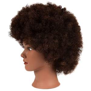 <span class=keywords><strong>Tête</strong></span> de mannequin <span class=keywords><strong>afro</strong></span> courte bouclée de 10 pouces pour débutants, pratique du tressage, de la coupe et du coiffage, comprend un pince, <span class=keywords><strong>cheveux</strong></span> humains durables pour l'entraînement - Product Image 4