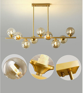 Lustre <span class=keywords><strong>suspendu</strong></span> moderne en fer décoratif, luminaire <span class=keywords><strong>suspendu</strong></span> en verre doré, bulle ambrée, douille G9, éclairage LED - Product Image 4