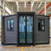 Conteneur mobile pliable à double aile de 20 pieds à faible coût, prêt à l'emploi pour magasin/bureau/hôtel, modulaire et détachable