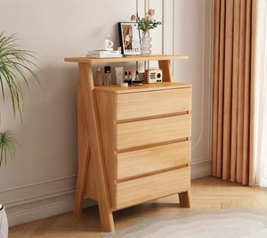 Modern Solid Wood 4 <b>Drawer</b> Dresser Flat Panel Design <b>Storage</b> <b>Cabinet</b> Scandinavian Style Bedroom Furniture Light Natural Finish - Product Image 1