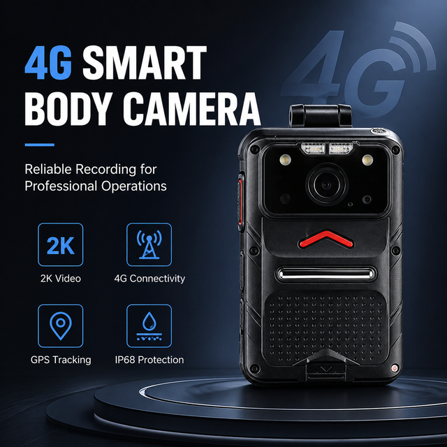 4G Body Camera 2K HD Touch Screen Video Recorder, IP68 GPS Night Vision Wearable Camera for Security Patrol Inspection
