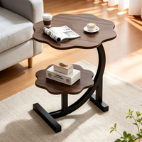 Table d'appoint moderne en forme de fleur, table d'appoint en forme de C pour canapé, table d'appoint créative à base incurvée pour chambre à coucher, salon