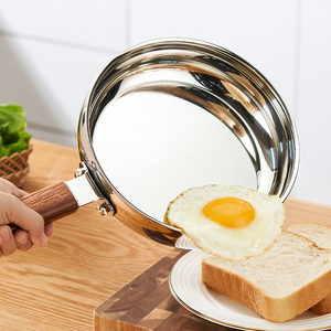 316L Non-Stick Stainless Steel Dishwasher Safe <b>Frying</b> <b>Pan</b> Stainless Steel Cover Wooden Handle Modern Kitchen for Gas <b>Induction</b> - Product Image 5