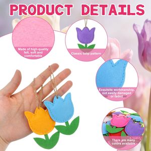 24 Pezzi di Ornamenti in Feltro a Forma di Tulipano Primaverile per Decorazioni Floreali <span class=keywords><strong>da</strong></span> Appendere all'Albero, Mini Ornamenti Floreali per Feste, Decorazioni Murali per la <span class=keywords><strong>Casa</strong></span> - Product Image 3