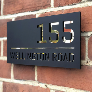 OEM moderno segno del numero di casa nero rettangolare acrilico segno della casa logo personalizzato porta segni sostituibili - Product Image 1