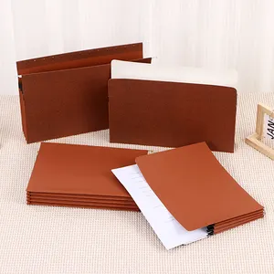 Carpeta de archivos de material de papel, billetera con bolsillos colgantes, bolsa de archivo para uso escolar o documento, embalaje personalizado de tamaño A4 en expansión