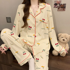 Set Pigiama Stile Dolce con Fiocco per Ragazze, Maniche Lunghe e Pantaloni Lunghi, Adatto per Primavera e Autunno, Abbigliamento da Casa - Product Image 4