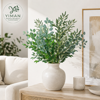 Branches d'eucalyptus et de ficus artificielles YM Silk Evergreen, plantes d'intérieur décoratives pour Noël et le Nouvel An, effet toucher réel