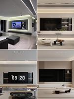 Mueble de TV de Acero Inoxidable para Sala de Estar, con Nicho Integrado en la Pared, Acabado Negro, Celebrado en Internet