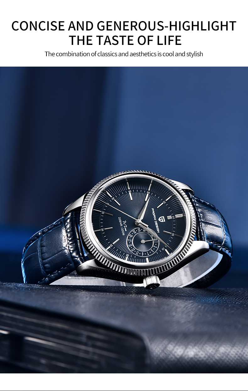 PAGANI DESIGN Top Brand Men Quartz Wristwatches Fashion Sapphire Glass Business Watches Waterproof Genuine Leather Watches