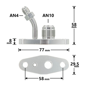 ターボビレットオイルフィード & ドレインフランジトヨタCT20 CT26 4AN 10AN M8 X 1.25mm用 - Product Image 3