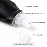 Bouteille d'eau souple pliable en TPU avec logo personnalisé pour marathon, camping, voyage, course à pied - Réutilisable, sans BPA