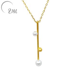 Collier pendentif minimaliste en argent 925 plaqué or UM Jewelry, perle d'eau douce naturelle, unisexe/hommes/femmes, cadeau - Product Image 1