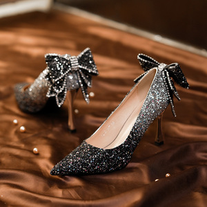 6682-9 Heeled <b>Sandals</b> Peep Toe Stiletto High Heel <b>Bow</b> Decoration Elegant Fashion Trend Mixed Colors Slip-On Wedding Party Shoes - Product Image 4