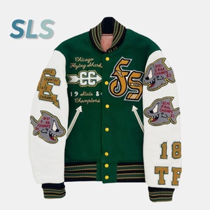 Biểu Tượng Tùy Chỉnh Thời Trang Phố Người Đàn Ông Thư Bóng Chày Áo Khoác Len Chenille Thêu Vá Varsity Lông Cừu Áo Khoác Với Đứng Cổ Áo - Product Image 1