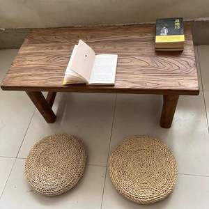 Mesa de té de madera de olmo antigua, estilo japonés, mesa de café baja de madera maciza hecha a mano para sala de estar o balcón. - Product Image 1