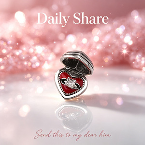 Breloques en émail argentées style <span class=keywords><strong>James</strong></span> Avery, œuf de Pâques rose et bleu, pendentif cœur rouge, pour la fabrication de bijoux DIY, bracelet, cadeau - Product Image 6