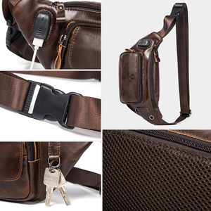 HUMERPAUL <span class=keywords><strong>Riñonera</strong></span> de <span class=keywords><strong>Cuero</strong></span> Genuino para Hombre con Carga USB, Bolsos de Hombro y Pecho Hechos a Mano, <span class=keywords><strong>Riñonera</strong></span> Multifuncional - Product Image 3