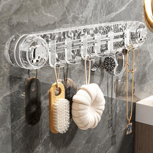 Crochet à ventouse transparent en forme d'ours, 6 crochets modernes pour peignoirs, installation facile, crochet de rangement pour salle de bain sans perçage - Product Image 1