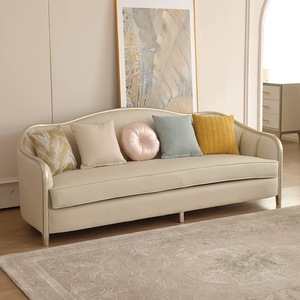 Canapé en cuir et bois massif de luxe léger américain, taille 123, combinaison moderne simple, canapé français haut de gamme - Product Image 6