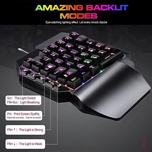 <span class=keywords><strong>Clavier</strong></span> mécanique ergonomique filaire à une <span class=keywords><strong>main</strong></span>, rétroéclairage LED arc-en-ciel, 39 touches, mini <span class=keywords><strong>clavier</strong></span> de jeu portable <span class=keywords><strong>pour</strong></span> PC/ordinateur de bureau - Product Image 4