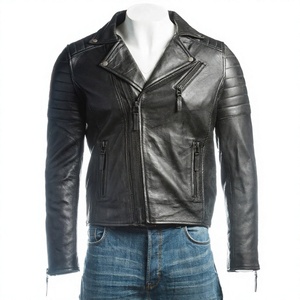 Trending <b>Men's</b> Sheepskin <b>Shearling</b> Leather <b>Jacket</b> Premium Grade Leather Outerwear Stand Front Waterproof Breathable High Street - Product Image 3