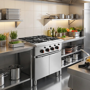 Cuisinière à gaz sur pied avec 4 brûleurs, équipement de cuisine professionnel pour sautés - Product Image 6