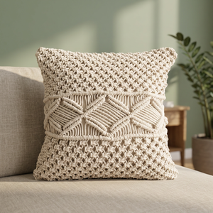 Boho Geometric Square Macrame Knitted Cushion <b>Cover</b> Pillowcase Decorative <b>Throw</b> Removable Washable <b>Sofa</b> Home Decor Custom - Product Image 2