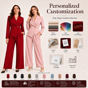 Elegante Conjunto de Traje para Mujer, Blazer Asimétrico de Manga Larga y Pantalones de Pierna Recta, Conjunto de Dos Piezas para Oficina y Negocios - Product Image 5
