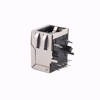 Connecteur Ethernet Cat6 RJ45 Femelle avec Boîtier Noir PBT, Plaqué Or 6u'', Filtre à Entrée Latérale, Montage sur Trou, 1000 BASE-T