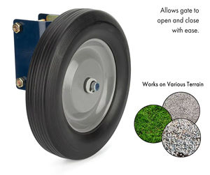 Roue de support de <span class=keywords><strong>portail</strong></span> en caoutchouc de 8 pouces, robuste, pour <span class=keywords><strong>portail</strong></span> <span class=keywords><strong>battant</strong></span>, montage latéral, pour clôture en tube métallique, clôture à mailles - Product Image 4