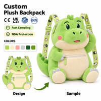 Sacs à dos en peluche personnalisés en usine, sacs bandoulière en peluche dinosaure, sacs en peluche doux de dessins animés, faible MOQ, fabrication OEM, créez votre propre design