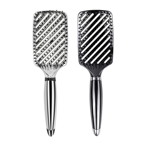 Cepillo de pelo de sarga para mujer, cerdas desenredadoras, pelo rizado y mojado, ergonómico, negro y plateado, cepillo de pelo para desenredar - Product Image 2