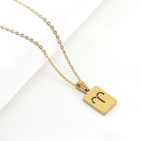 Collar con Colgante de Signo del Zodiaco Vintage al por Mayor, Chapado en Oro Grabado, Acero Inoxidable 18K, Joyería Antideslustre para Mujer