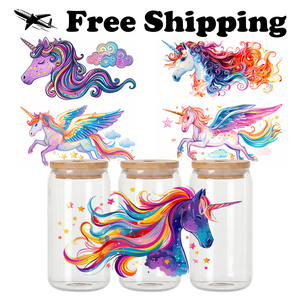 สติกเกอร์ลายเพกาซัสบินได้ Profit King Magical Flying Pegasus UV DTF ลายเมฆหลากสีสัน แบบลอกติด จัดส่งภายใน 48 ชั่วโมง - Product Image 1