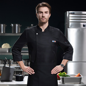 <span class=keywords><strong>Giacca</strong></span> da Chef Giapponese per Ristorante, Uniforme da Cucina, <span class=keywords><strong>Giacca</strong></span> <span class=keywords><strong>Nera</strong></span> da Chef per Uomo, Uniforme per Hotel - Product Image 3