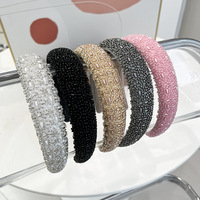 Bandeaux pour cheveux faits à la main, personnalisés, avec des perles, entièrement sertis de diamants, bandeaux larges en éponge de luxe pour femmes, bandeaux pour cheveux en strass scintillants