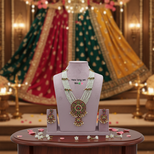 High Quality Traditional South Indian Ethnic Brass Bridal <b>Set</b> Zircon Flower Design Rose <b>Gold</b> Plated Women's Party Anniversary - Product Image 3