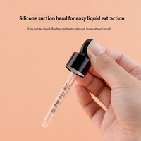 Pipette en verre à bille, blanche et noire, lisse, polie, brillante, compte-gouttes en plastique, tête en caoutchouc, bouchon à vis, accessoires pour flacon d'huile essentielle