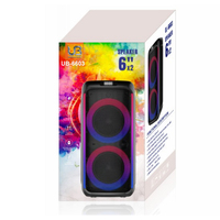 Enceinte portable avec subwoofer de 6,5 pouces, batterie 3600 mAh, éclairage LED RGB, puissance de crête de 20 W, son riche, karaoké