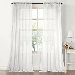 Rideaux en voile de tissu transparent à tringle pour chambre et salon, style moderne avec dentelle - Product Image 2